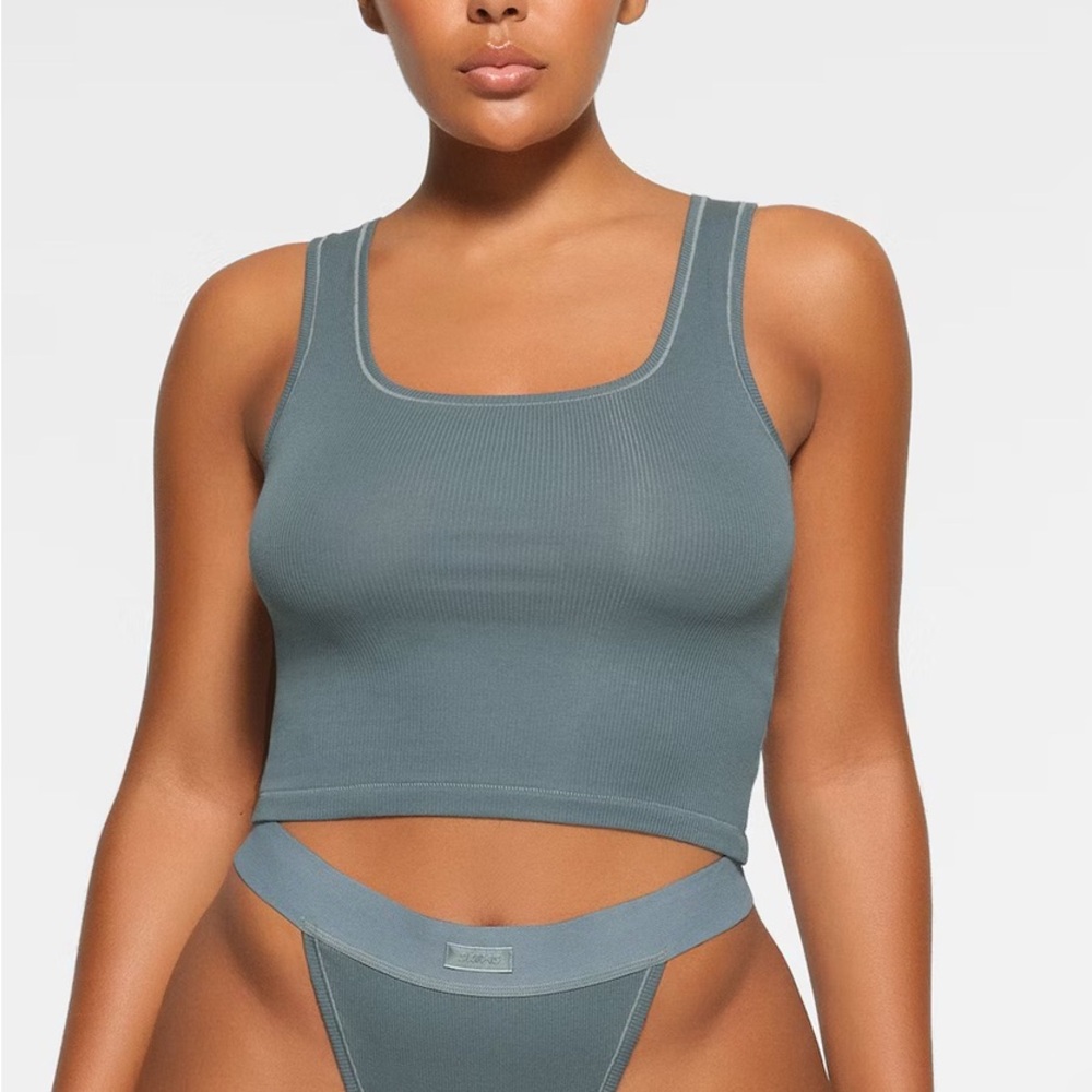 SKIMS Cotton Ribbed Tank Top and Boxer Set